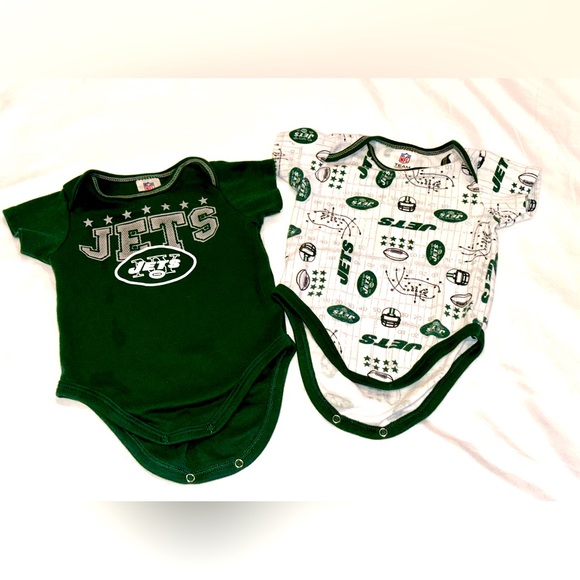 NFL New York Jets 2 Pc Creeper One Piece Bodysuits Infant Baby Size 0-3 - Picture 1 of 4